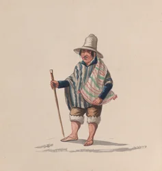 En peruansk man, från en grupp teckningar föreställande peruansk kostym, ca. 1848.