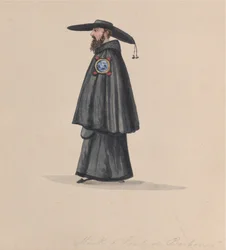 En munk från Barbones orden, från en grupp teckningar som föreställer peruansk dräkt, 1848.