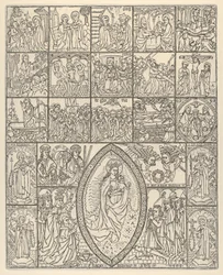 De femton mysterierna och rosenkransens jungfru modernt intryck, 1488.