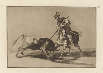 El Cid Campeador som spjuter en annan tjur (The Cid Campeador som spjuter en annan tjur), skylt 11 från La tauromaquia