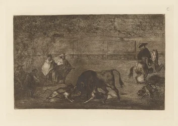 The Dogs Losse on the Bull, Plate C från La tauromaquia (tredje upplagan)