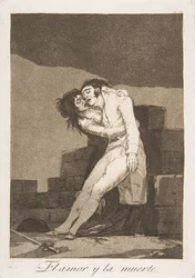Platta 10 från Los Caprichos: Kärlek och död Kärlek och död, 1799.