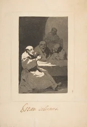 Platta 13 från Los Caprichos: They are Hot Estan Calientes, 1797-98.