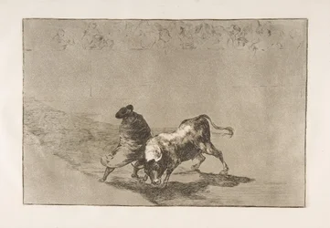 Tavla 14 från Tauromaquia: Den mycket skickliga eleven av Falces, insvept i sin udde..., 1816.