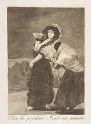 Plåt 16 från Los Caprichos: För himlens skull: och det var hennes mor Dios la Perdone: Y..., 1799.