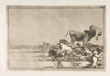 Skylt 21 från Tauromaquia: Fruktansvärda händelser i de främre raderna av ringen i Madrid a..., 1816.