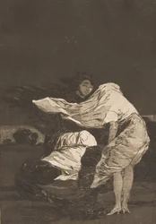 Tallrik 36 från Los Caprichos: A bad night Mala noche., ca. 1797-98.