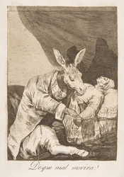 Tavla 40 från Los Caprichos: Av vilken illa kommer han att dö De que mal morira, 1799.