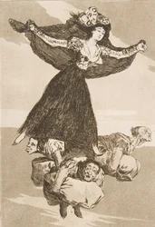 Skylt 61 från Los Caprichos: De har flugit Volaverunt., 1799.