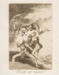 Plåt 65 från Los Caprichos: Vart ska mamma Donde vá mamá, 1799.