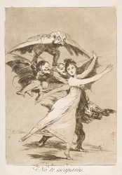 Tavla 72, från Los Caprichos: Du kommer inte att undkomma No te escaparàs., 1799.