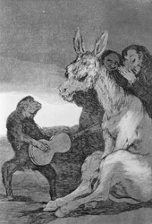 193-0082138 Bravo!, en karikatyr av musikkvällar anordnade av den spanska premiärministern Manuel de Godoy (1767-1851) för kung Karl IV av Spanien (1748-1819), skylt 38 av 