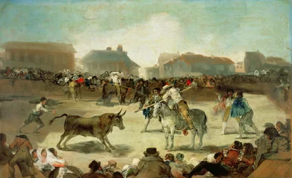A Village Bullfight (olja på duk)