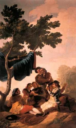 ""Kortspelarna"" Målning av Francisco de Goya y Lucientes (1746-1828) för en gobeläng gjord på Royal Tapestry Manufactory för matsalen i El Pardo Palace 1778. Pradomuseet. Madrid
