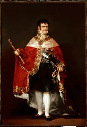 Porträtt av kung Ferdinand VII i kunglig dräkt (olja på duk, ca 1815)