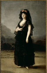 Porträtt av drottning Mary Louise bär en mantill (olja på duk).