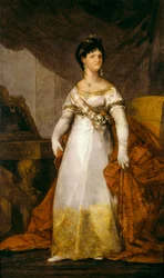 "" Porträtt av drottning av Spanien Mary Louise av Bourbon Parma (1751-1819) "" Målning av Francisco de Goya y Lucientes (1746-1828) 1800-1810 Bilbao. Museum of Bellas Artes de Bilbao