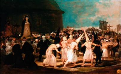 Sociala ämnen vid Academy of San Fernando: "" Procession av flagellanter i en by"" Målning av Francisco Goya y Lucientes (1746-1828) 1812-1814 Dim. 45x72 cm Madrid, San Fernandos akademi