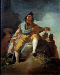 Den eleganta gitarrmålningen av Francisco de Goya (1746-1828) 1800-talets sön. 1,37x1,12 m Madrid, Pradomuseet
