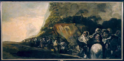 Pilgrimsfärden har källan San Isidro Målning av Francisco de Goya (1746-1828) 1800-talets Madrid. Ängsmuseet