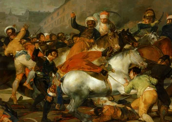 Den andra maj 1808 i Madrid: uppbådet av ... (målning på duk)