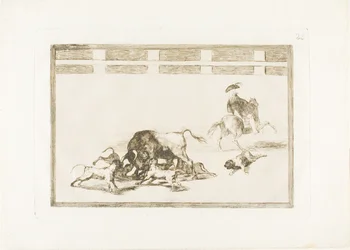 They Loose Dogs on the Bull, skylt 25 från The Art of Bullfighting