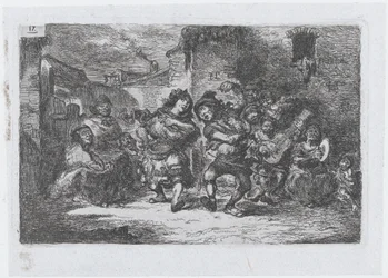Tavla 17: gatumusiker och dansfigurer, från serien av seder och tidsfördriv från..., 1850.
