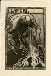 Illustration av Francisco Sancha Lengo (1874-1936) - Flygande löv, cirka 1915 - 14-18 års kriget, Tyskland Preussen, Silver, krigare och symboler, Spanska språket, Utländsk press
