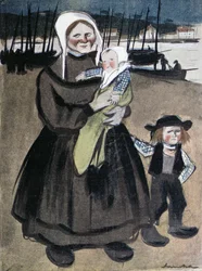 Hungersnöden i Bretagne, illustration från en specialutgåva av "La Vie en Rose" till förmån för Bretonerna, 1903