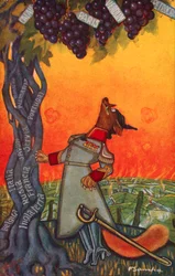 Räven och druvorna (färglitografi)