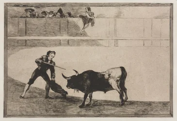 Tjurfäktningar: Pedro Romeo dödar den stoppade tjuren, 1876.