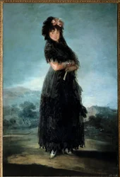 Porträtt en pied av Mariana Waldstein, Marquise de Santa Cruz (1763-1808) Målning av Francisco de Goya (1746-1828) 1700-talets sön. 1,42x0,97 m