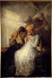 Tiden eller de gamla kvinnorna. Målning av Francisco de Goya (1746-1828), 1808. Olja, 1,81 x 1,25 m. Lille, konstmuseet