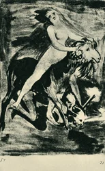 Häxa rider på en get, sent 1700-tidigt 1800-tal, 1943.