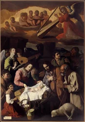 Tillbedjan av herdarna Målning av Francisco de Zurbaran (1598-1664) 1600-talets sön. 2,67 x 1,85 m. Grenoble. Museum of Fine Arts