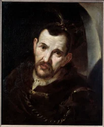 Fängslad cacique. Porträtt av en indiansk stamledare. Målning av Francisco de Zurbarán (1598-1664). 1600-talet. Metz, konstmuseet