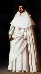 Porträtt av munken Mercedaire spanska religiösa orden (Mercedario, Order of Our Lady of Merci). Målning av Francisco de Zurbaran (1598-1664) 1600-talets Madrid, Pradomuseet - Porträtt av Mercedarian-munken, spanska religiösa orden (Mercedario). Målning