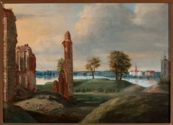 Litauiska Biržai med ruinerna av Radziwiłłs slott