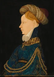 Profilporträtt av en dam, ca 1410 (olja på pannå)