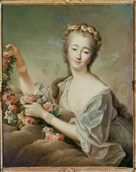 Madame Du Barry, Ludvig XV:s älskarinna, som gudinnan Flora ... (målning på duk)