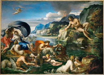 Acis et Galatee se derobant au regard de Polypheme Acis och Galatea gömmer sig inför Polyfemos...