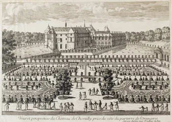 Utsikt över Chateau de Chantilly från Orangeriet, mitten av 1700-talet