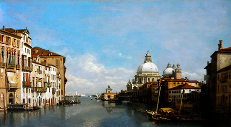 Utsikt över Canal Grande från Academica Bridge (olja på panel)