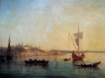 Utsikt över Konstantinopel från ingången till Bosporen Målning av Francois Pierre Barry (1813-1905) 1869 Sön. 0,64x1 m Marseille, Musee des Beaux Arts