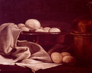 Stilleben som visar brieost av Francois Bonvin (1817-1887), Detalj