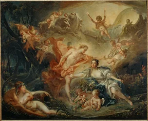 Apollo avslöjar sin gudomlighet för herdinnan Issa (målning på duk)