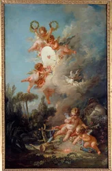 Kärlekens mål Målning av Francois Boucher (1703-1770) 1758 Sön. 2,58x1,67m Paris,