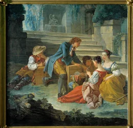 Den lille handlaren Målning av Francois Boucher (1703-1770). 1735-1740 Privat samling