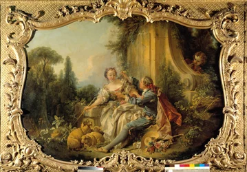 Pastor Gallant Scen Bucolic. Målning av Francois Boucher (1703-1770). 1737-1738. Paris, Riksarkivet