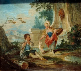 The Rabbit Savant-målning av Francois Boucher (1703-1770)
